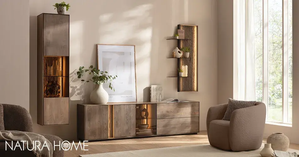 Natura Home Massivholzwohnwand in Wohnzimmer